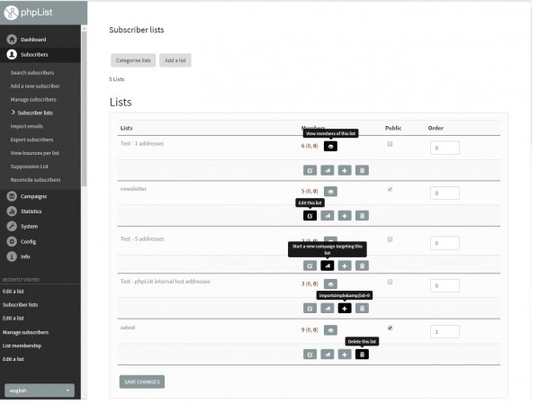 phplist-subscriber-lists